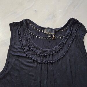 Jeans by Buffalo Black Sleeveless Tank Top XL‎ Crochet Trim Casual